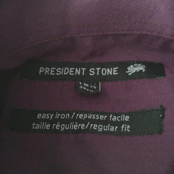 President Stone Work Office Business Dress Shirt, Eggplant Purple,  M - Picture 9 of 10